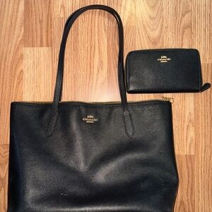 Coach Black Leather Tote and Wallet